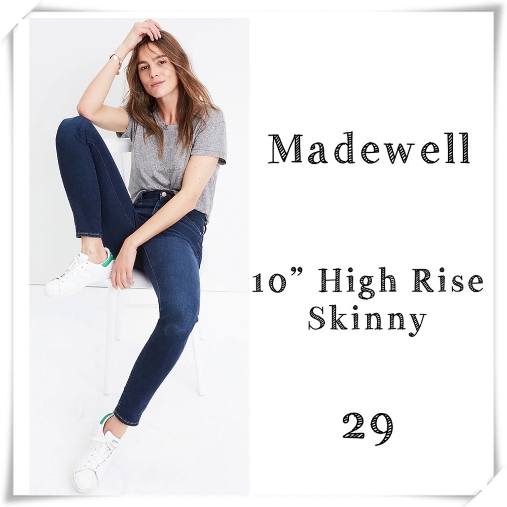 MADEWELL 10” High Rise Skinny Jeans in Hayes Wash Size 29